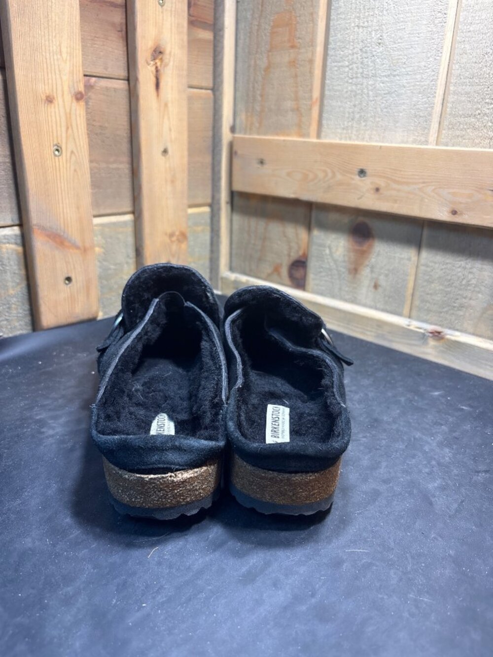 Birkenstock Buckley Black Suede Shearling Clog Unisex Size US W7 US M5 EU 38 - Picture 2 of 11